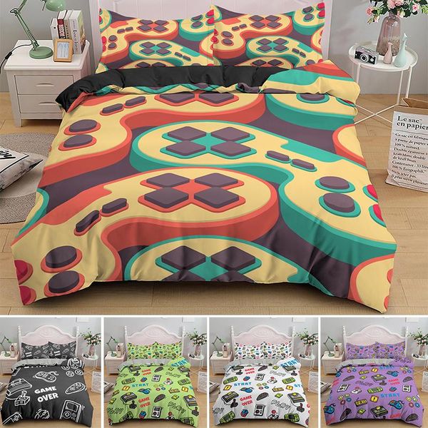 

gamer duvet cover set cartoon game bedding sets king  bed linen euro size