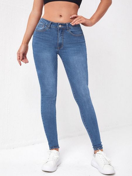 

button waisted skinny jeans c0ug#, Blue