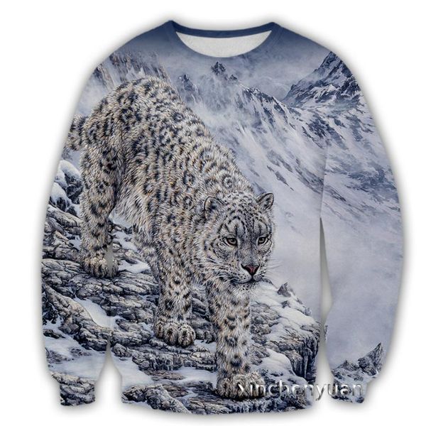 

men's hoodies & sweatshirts xinchenyuan fashionmen/women's animal snow leopard 3d printed long sleeve clothing casual sport street, Black