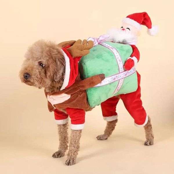 

dog apparel puppy pet santa claus costume gift clothes soft cute for christmas party ti99