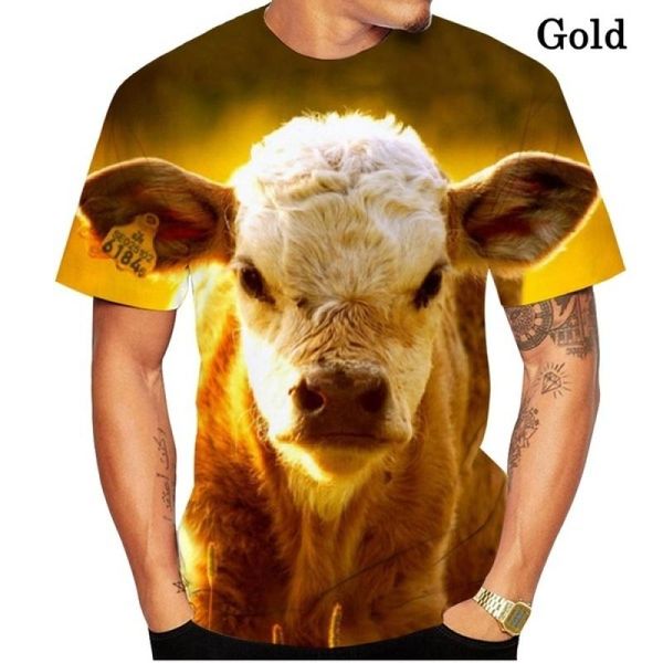 

men's t-shirts 2021 men animal t shirt cow 3d print tshirt funny tees short sleeve o-neck summer clothes, White;black