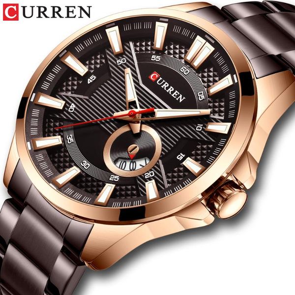 

wristwatches men's watches stainless steel quartz fashion curren wrist watch causal business men male clock, Slivery;brown