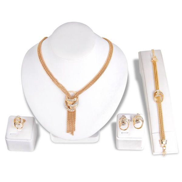 

earrings & necklace fashion gold jewelry sets bangle ring set wedding gift for women, Silver