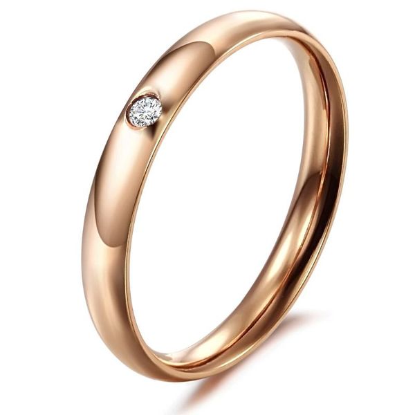 

wedding rings rose gold color ladies stainless steel classic ring for women & men fashion jewelry, Slivery;golden