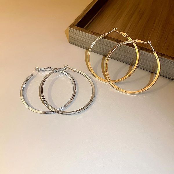 

hoop & huggie earrings of exaggerated geometry big circle for women hollow round gold silver colour small ears ring, Golden;silver