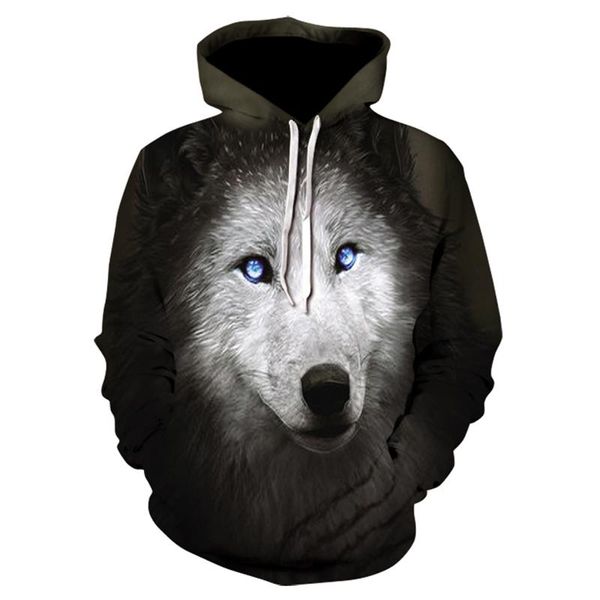 

men's hoodies & sweatshirts thin fashion animal 3d printed hoodie men and women personality design sweater yin yang wolf harajuku, Black