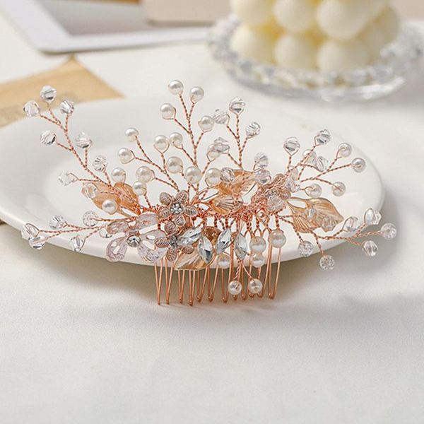 

hair clips & barrettes getnoivas luxury bride wedding jewelry accessory flower shape comb gold color headpeice women headband sl, Golden;silver