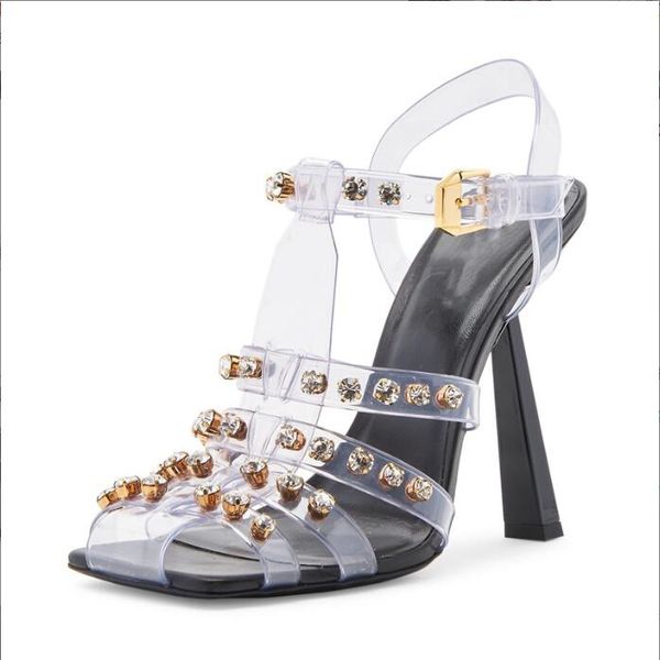 Damenschuhe im europäischen und amerikanischen Stil 2022 Frühling Sommer neue Stiletto-High-Heels römischer Stil transparente PVC-Sandalen großer Modeschuh sieben