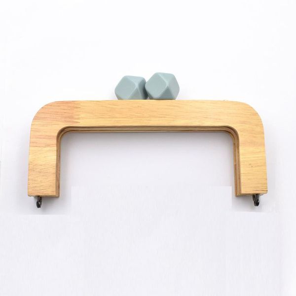 

bag parts & accessories 20 cm nature with candy resin big ball clasp solid wood material wooden purse frame screws inside handle, Black