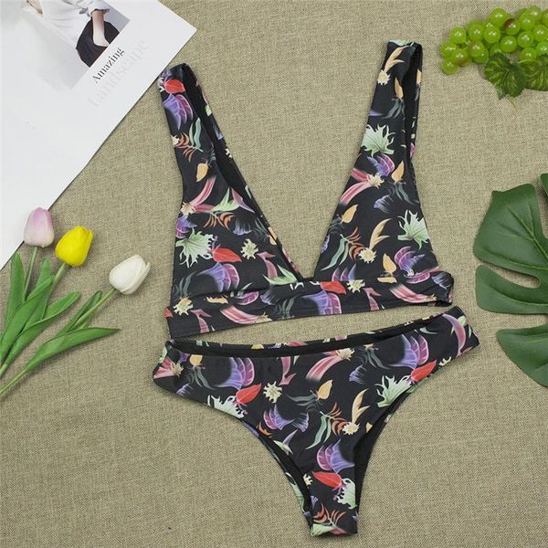 

one-piece suits brand 2021 women bikini set print padded swimwear bathing