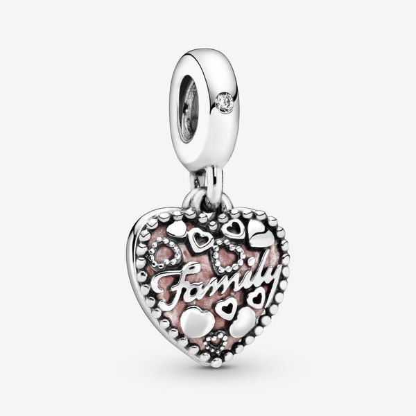 100% 925 Sterling Silver Love Makes a Family Heart Canding Charms Fit Pandora Original Charm European Bracciale Fashion Accessori
