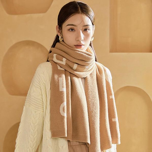 

scarves brand 100% pure wool scarf for women designer english word printing knitted 2021 cashmere apparel accessories ladies, Blue;gray