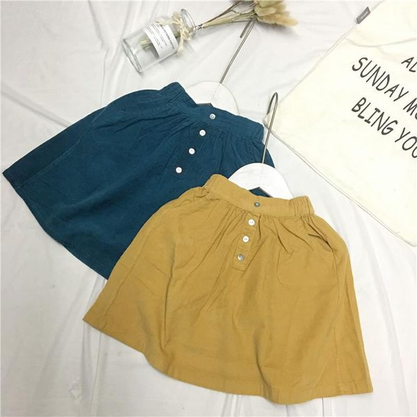 

girls skirt kids corduroy yellow blue skirts spring autumn all match clothes baby girl casual for 1-6 years
