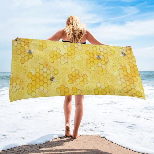 

towel honey bees pattern bath microfiber travel beach towels bathroom supplies quick-dry for adults