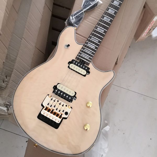 

6 strings natural electric guitar with quilted maple veneer,rosewood fretboard