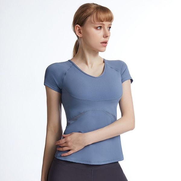 

yoga outfit clothes short sleeve round neck show thin fashion fitness l-7458552, White;red