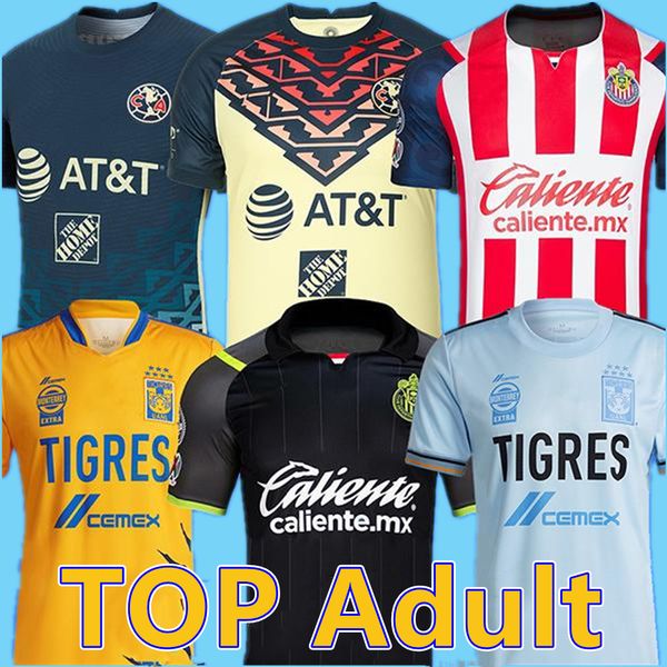 

21 22 club america soccer jerseys uanl tigres 2021 2022 chivas guadalajara mx liga football shirt maillots de foot, Black;yellow