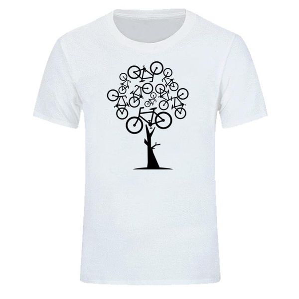 

men's t-shirts cotton fabric clothing fashion artistic green bicycle tree t shirt for men t-shirt plus size tee camiseta gift tshirt, White;black