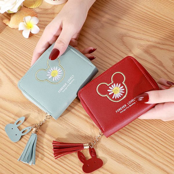 

paragraph coin korean small wallet bag short purse simple card style daisy student buckle zipper 2020 new female ixmlc