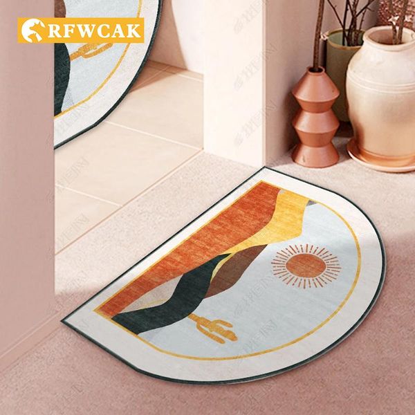 

carpets nordic home decoration bathroom geometric abstract floor mat creative semi-circular hallway bedroom dust suction carpet
