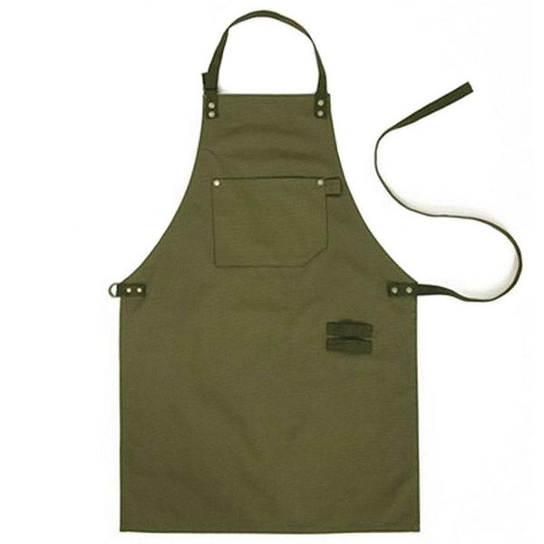 

aprons 2021 thick canvas apron bib chef kitchen for women men coffee shop barber bbq working uniform