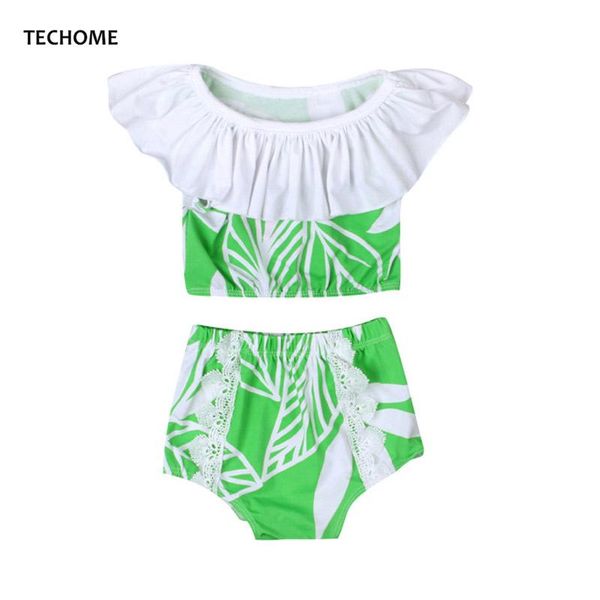 

summer swimsuits for girls baby lotus sleeve leaf pattern two pieces swimsuit simple elegant children swimming clothing one-pieces, Black