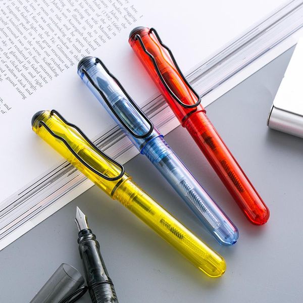 

fountain pens 8pcs transparent pen makaron color student ef pointed straight posture practice superfine ink