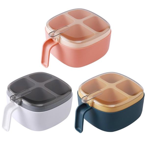 

storage bottles & jars creative nordic style salt spice jar seasoning container square 4 grids pepper pot box dustproof