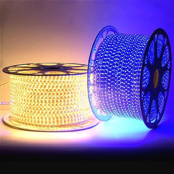 

strips dhl 100m/roll led strip smd flexible tape lights ac220v 60leds/m ip67 waterproof rope for home decoration+eu power plug
