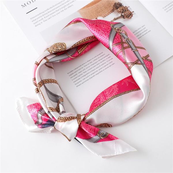 

scarves 2021 silk bag scarf summer female foulard lady hair neck kerchief print design squares women bandana head shawl wraps, Blue;gray