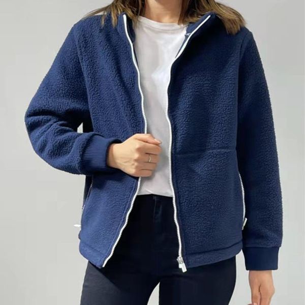 

women's jackets 2021 fashion women casual solid color long sleeve with a hat double pockets warm loose, Black;brown