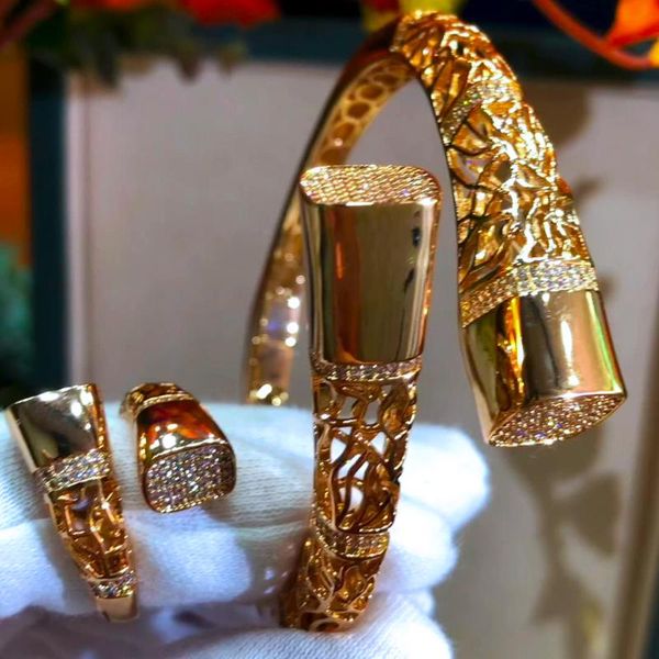 

earrings & necklace luxury vintage golden hollow bangle ring for women bridal jewelry sets perfect gift african, Silver