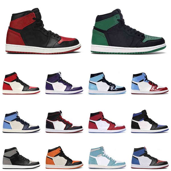 

men basketball shoes jumpman 1 banned pine green dark mocha light smoke grey 1s women sneakers mens trainerlqvj