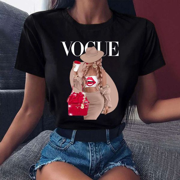 

2021 fashion summer women t-shirt vog tshirt graphic lovely t shirts 90s, White