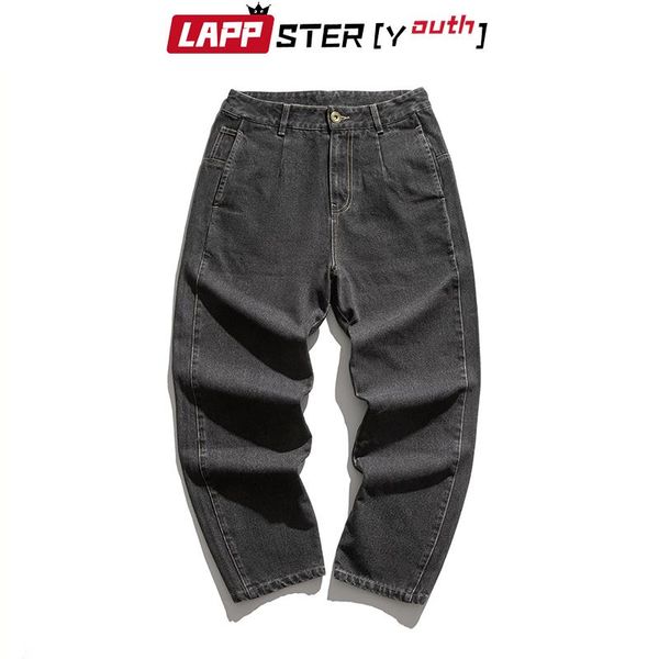 

men's jeans lappster-youth men harajuku pocket vintage joggers 2021 mens korean fashion streetwear denim trousers male designer, Blue