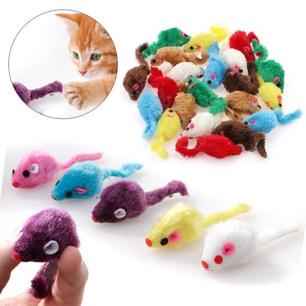 

jx-lclyl 24pcs pet cat kitten furry toy mice rattle mouse catnip interactive play toys