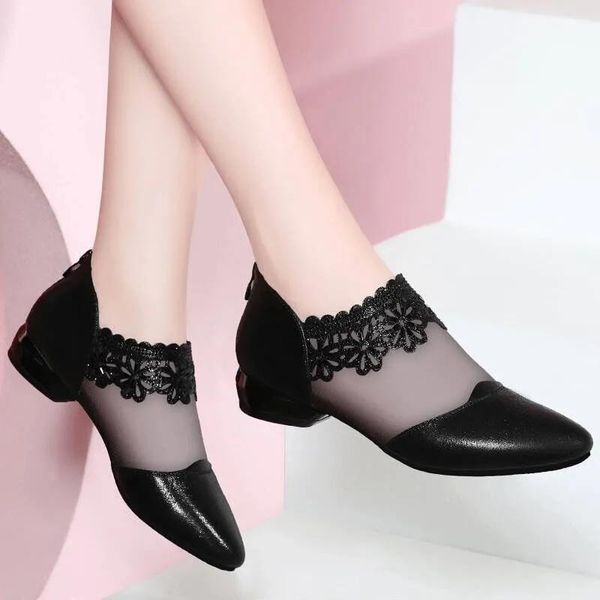 

sandals 2021 women shoes summer mesh low heel fash breathable black single