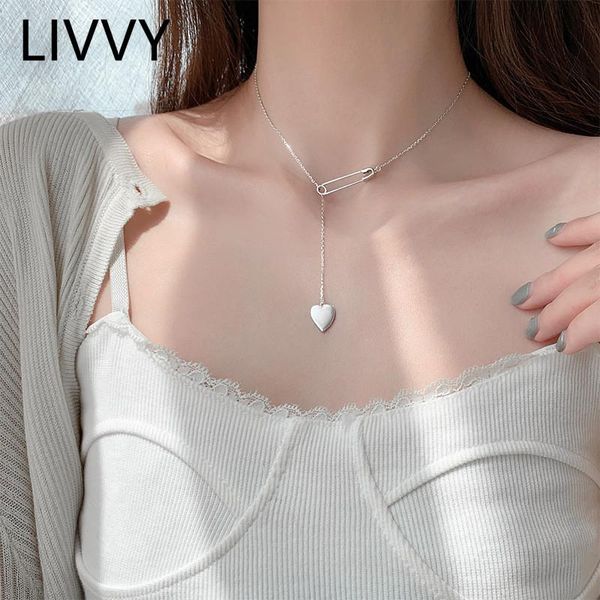 

pendant necklaces livvy silver color fashion creative pin heart necklace for women girl elegant charming jewelry accessories