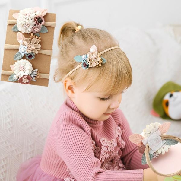 

hair accessories fashion pearl flower headband for girls born baby elastic princess bands child kids fresh style cute headwear gifts, Slivery;white