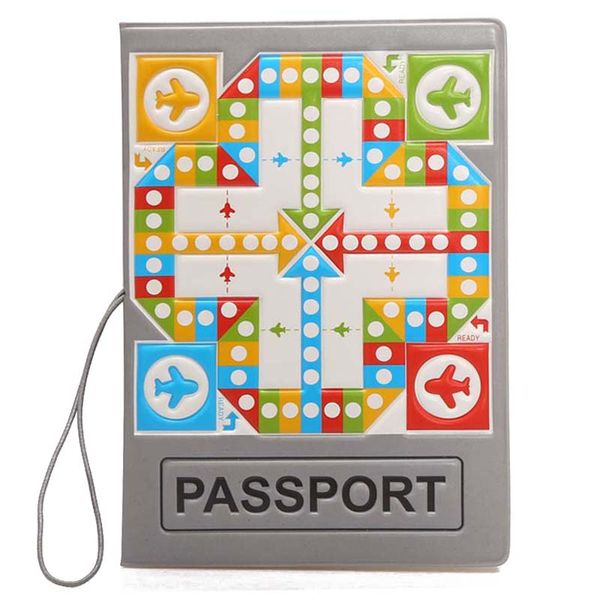 

aeroplane chess mode creative pvc holder leather passport covers holder, Brown;gray