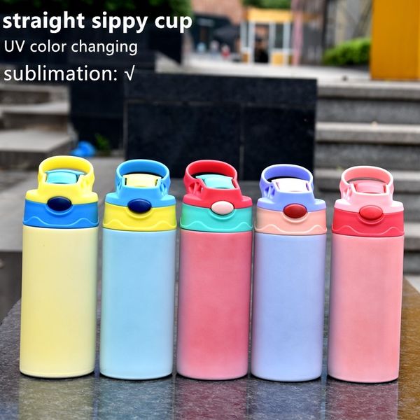 

sublimation uv color changing straight sippy cups 12oz kids tumbler stainnless steel baby bottles double wall vacuum feeding nursing bottle