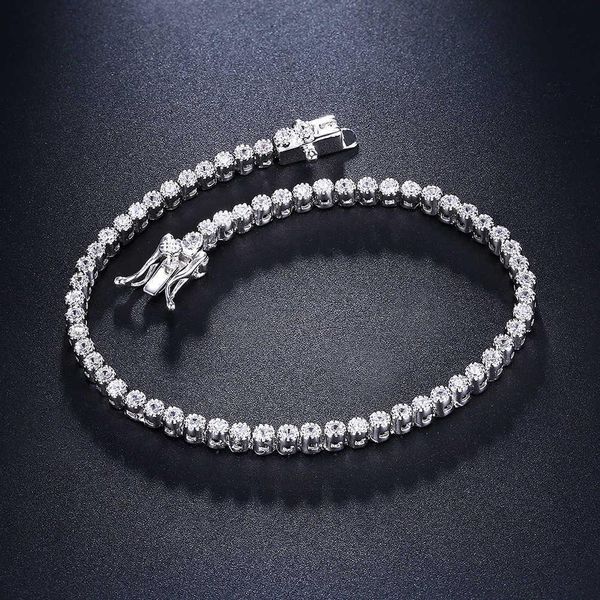 

elegant pure 925 silver 17-17.5 cm tennis bracelets jewelry 2mm round crystal jewellery luxury eternal sterling silver bracelet mx190727, Golden;silver