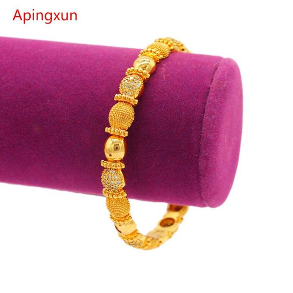 

bangle apingxun big size can open luxury dubai african arab women grils french lady gold color cuff barcelet sister gifts, Black