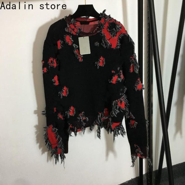 

women's sweaters 2021 autumn and winter fashion letter tassel pullover temperament personalized knitted wool sweater, White;black
