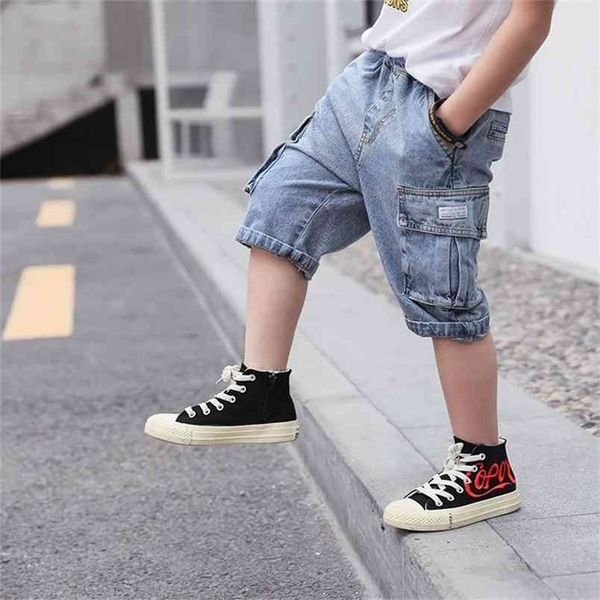 Jungen Jeans Shorts Sommer Bermuda Kinder Knielange Hose Teen Outfit Größe 4 6 8 10 12 Jahre 210723