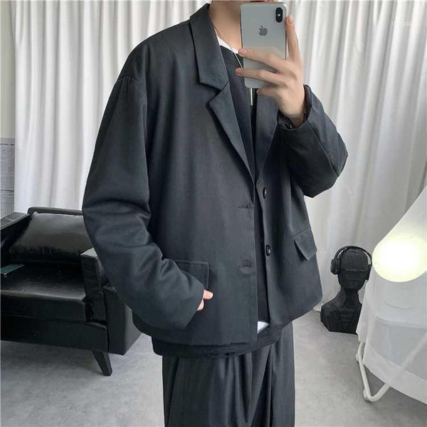 

spring and autumn youth solid color single-breasted suit fashion casual wild loose black / grey m-xl1, White;black