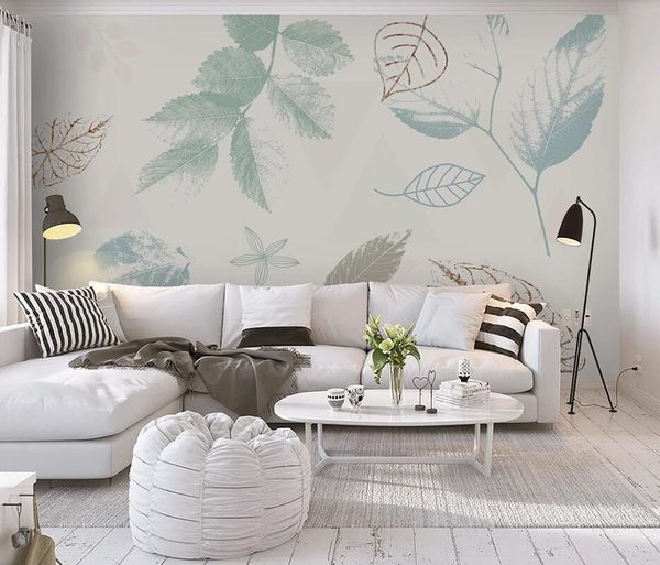 

wallpapers ainyoousem modern hand drawn leaves abstract retro nordic background wall papel de parede 3d wallpaper stickers