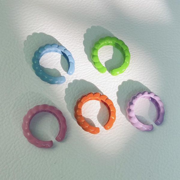 

wedding rings korean hand-painted twisted geometric stackable for women fashion charms multicolor irregular open party jewelry, Slivery;golden