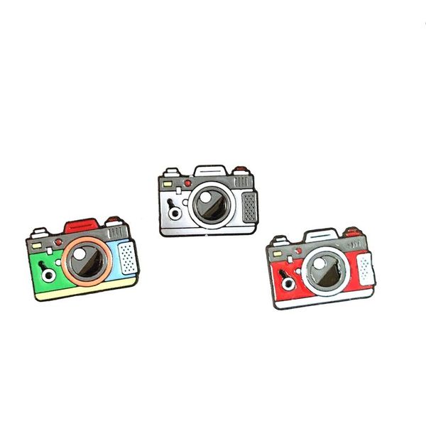

pins, brooches creative vintage camera enamel drip brooch pin red 25mm x 18mm, 1 piece, Gray