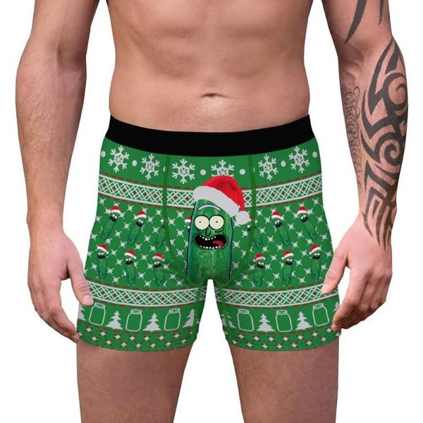 Unterhosen Weihnachten 3D-gedruckte Herren-Beutel-Boxershorts Höschen Komfort-Unterwäsche Hautfreundliche, lustige Sommerhöschen-Dessous für den Innenbereich